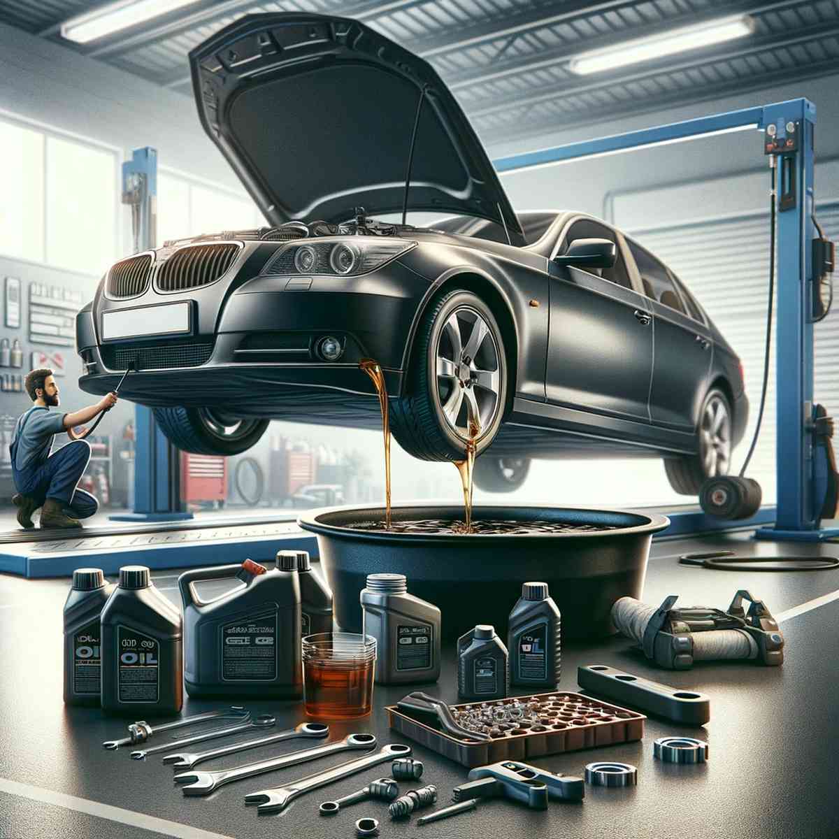 Compressed Car Oil Change Illustration